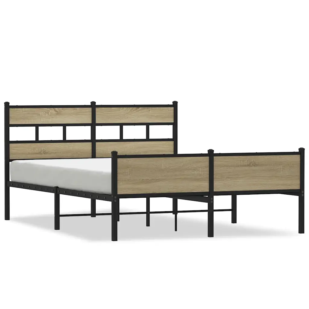 Letto matrimoniale | Letto per adulti | Giroletto senza Materasso Rovere Sonoma 140x200cm in Truciolato