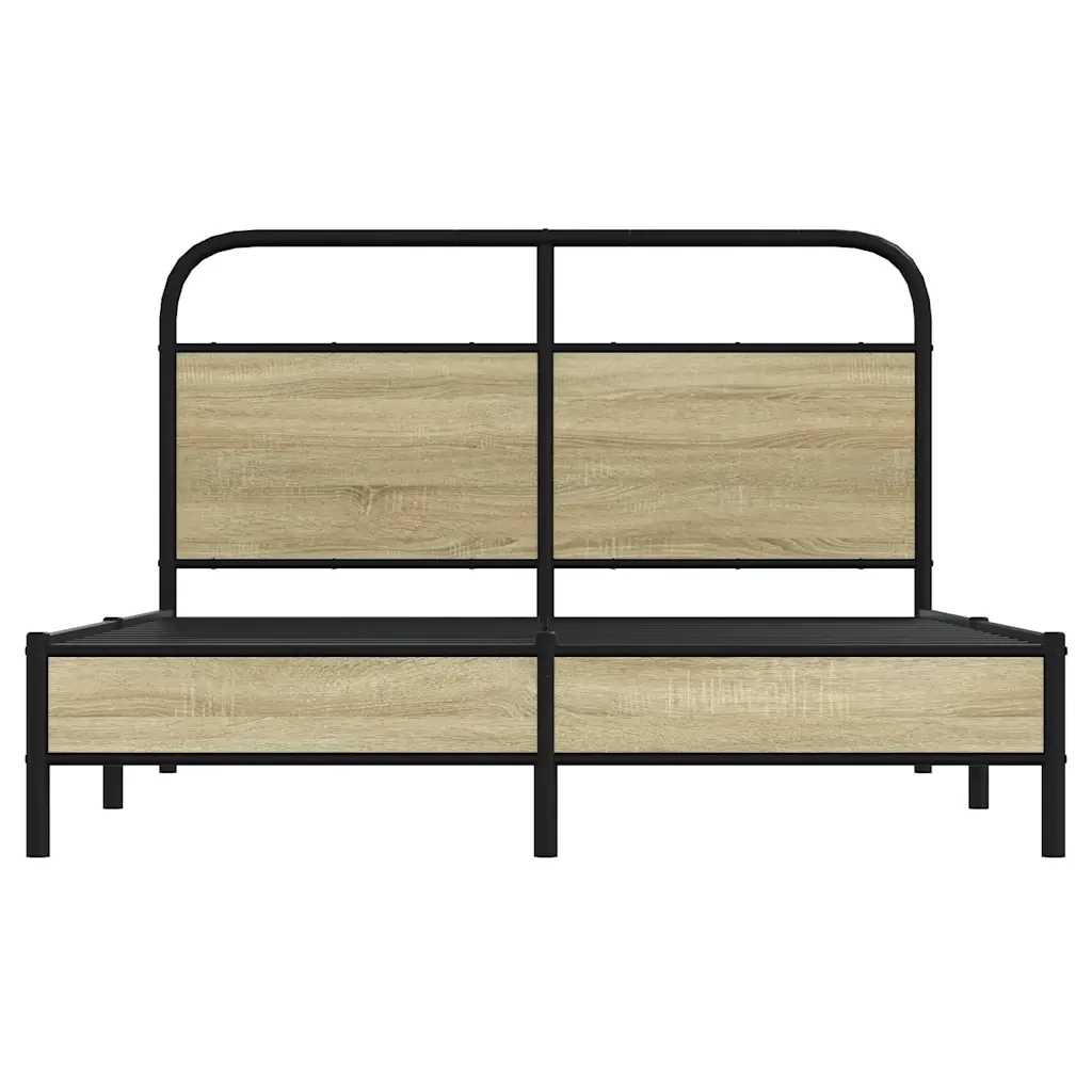Letto matrimoniale | Letto per adulti | Giroletto senza Materasso Rovere Sonoma 140x200cm in Truciolato - Image 5