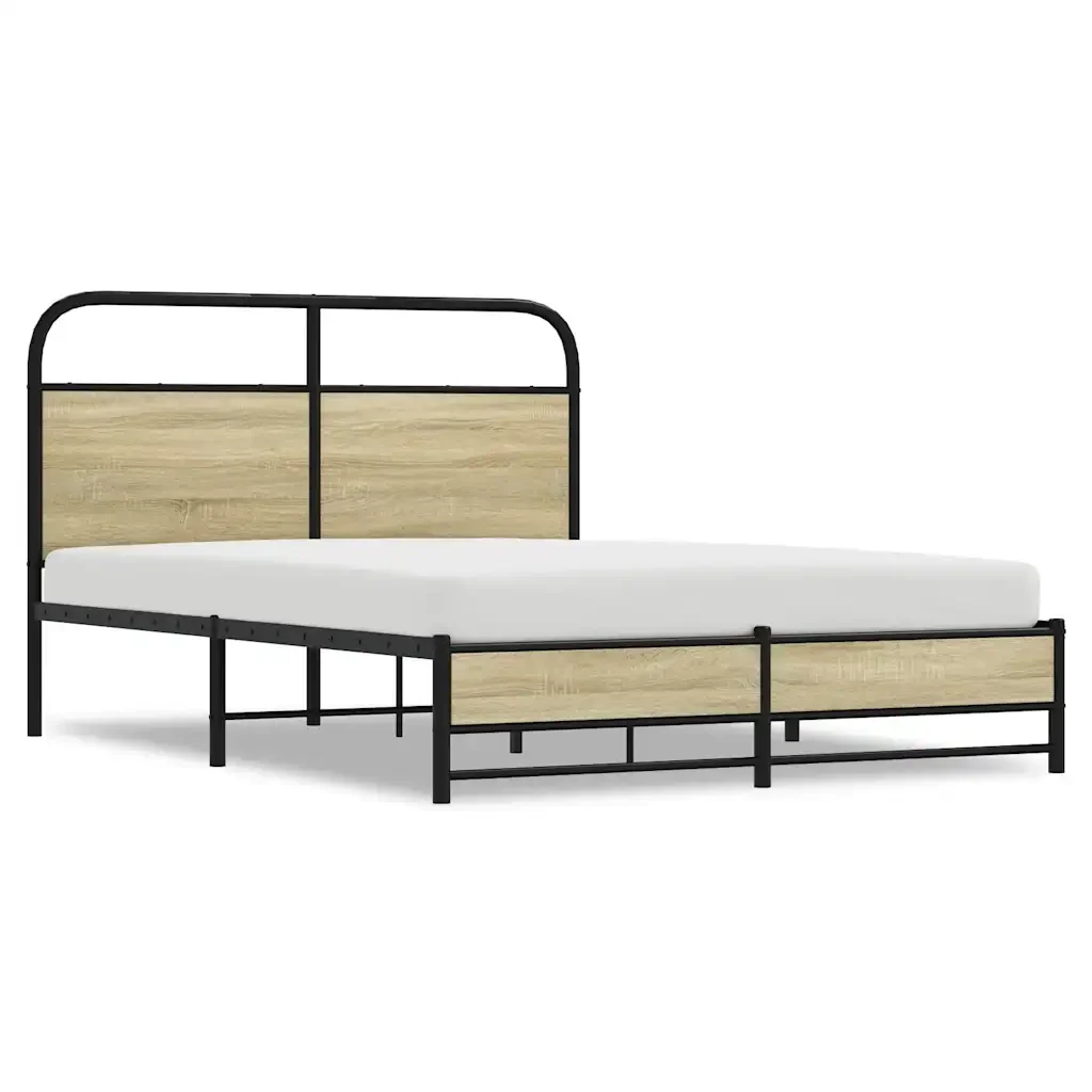 Letto matrimoniale | Letto per adulti | Giroletto senza Materasso Rovere Sonoma 140x200cm in Truciolato