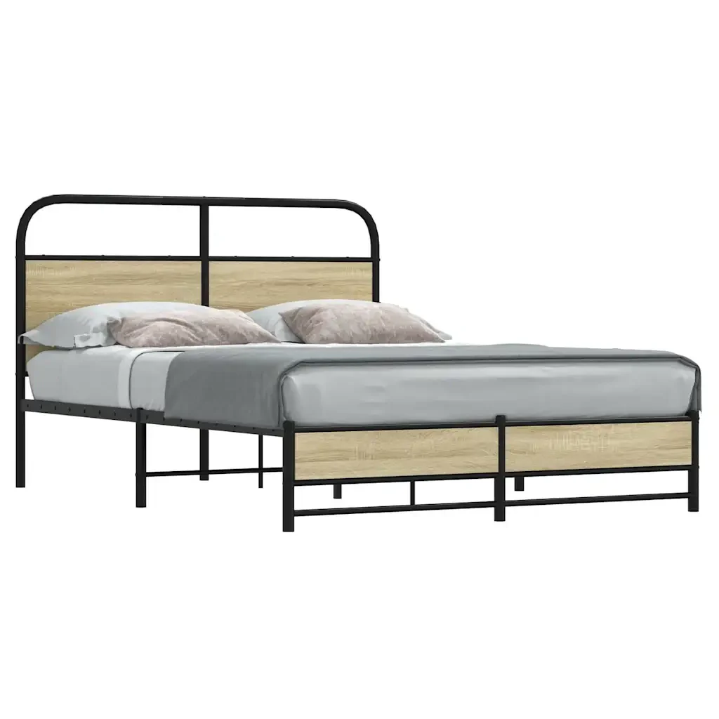 Letto matrimoniale | Letto per adulti | Giroletto senza Materasso Rovere Sonoma 140x200cm in Truciolato - Image 2