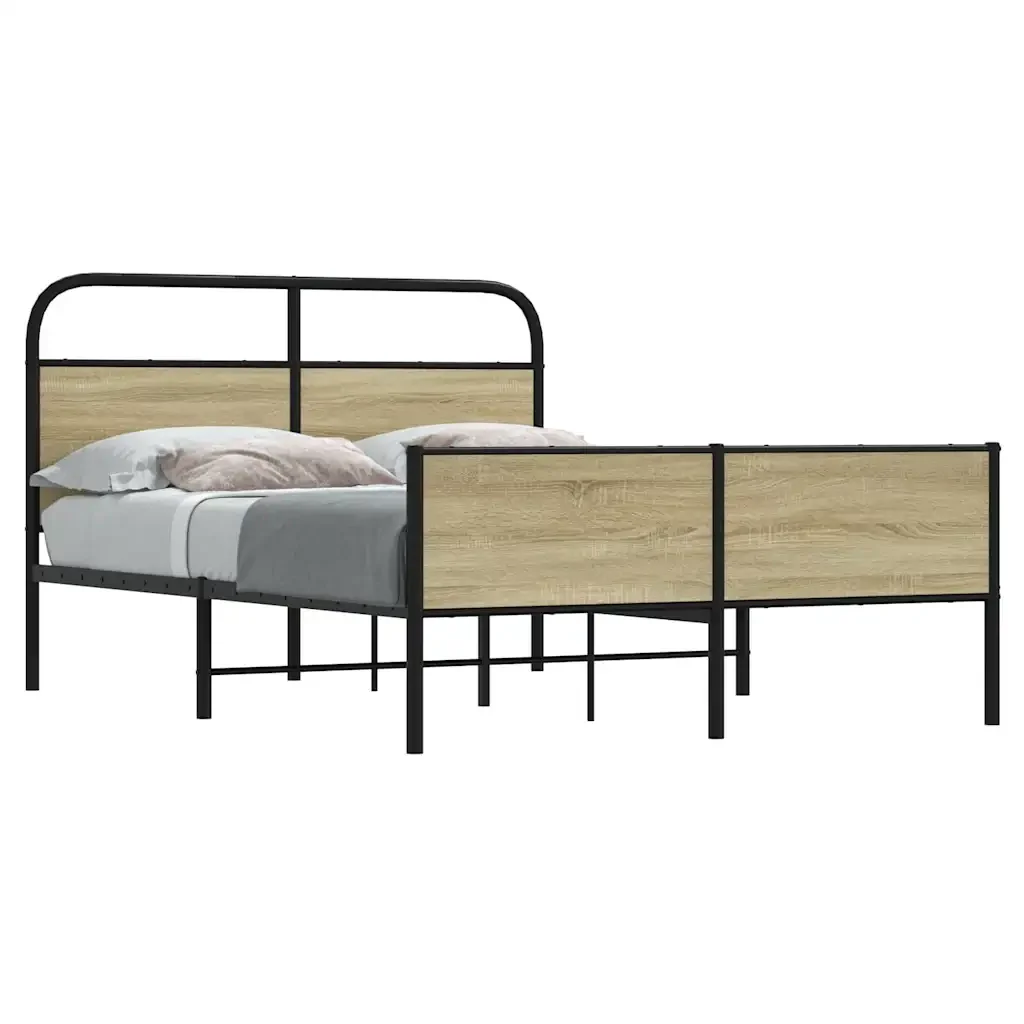 Letto matrimoniale | Letto per adulti | Giroletto senza Materasso Rovere Sonoma 140x200cm in Truciolato - Image 2