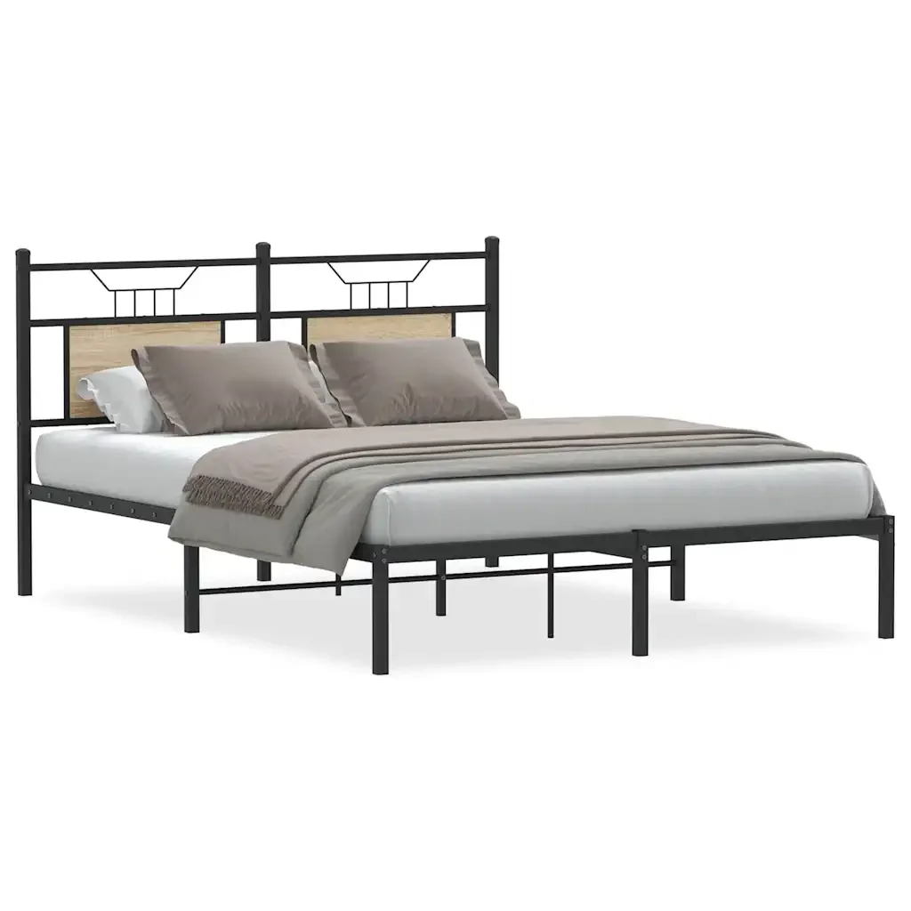 Letto matrimoniale | Letto per adulti | Giroletto senza Materasso Rovere Sonoma 140x200cm in Truciolato