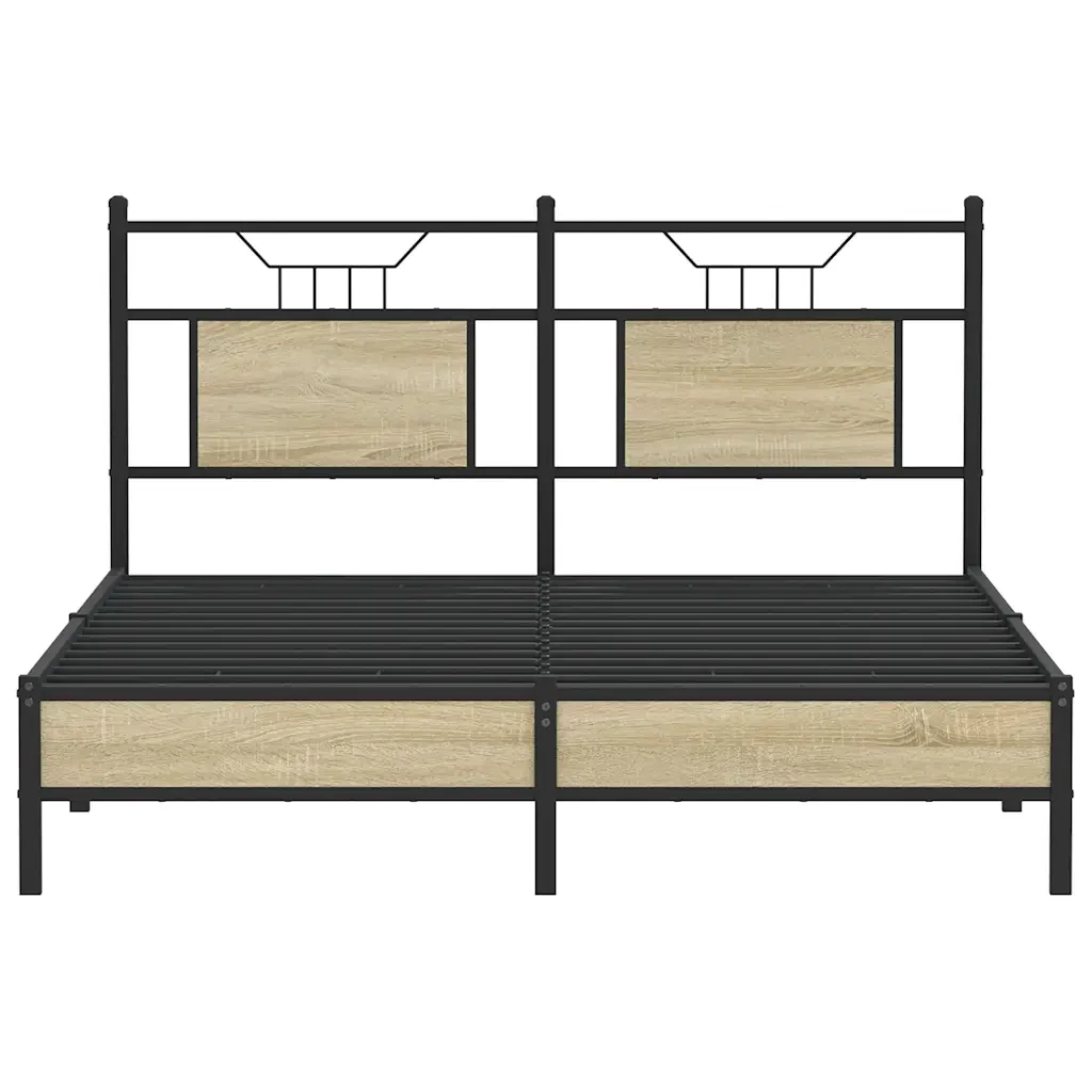 Letto matrimoniale | Letto per adulti | Giroletto senza Materasso Rovere Sonoma 150x200cm in Truciolato - Image 6