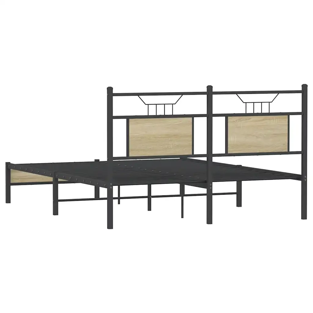 Letto matrimoniale | Letto per adulti | Giroletto senza Materasso Rovere Sonoma 150x200cm in Truciolato - Image 8
