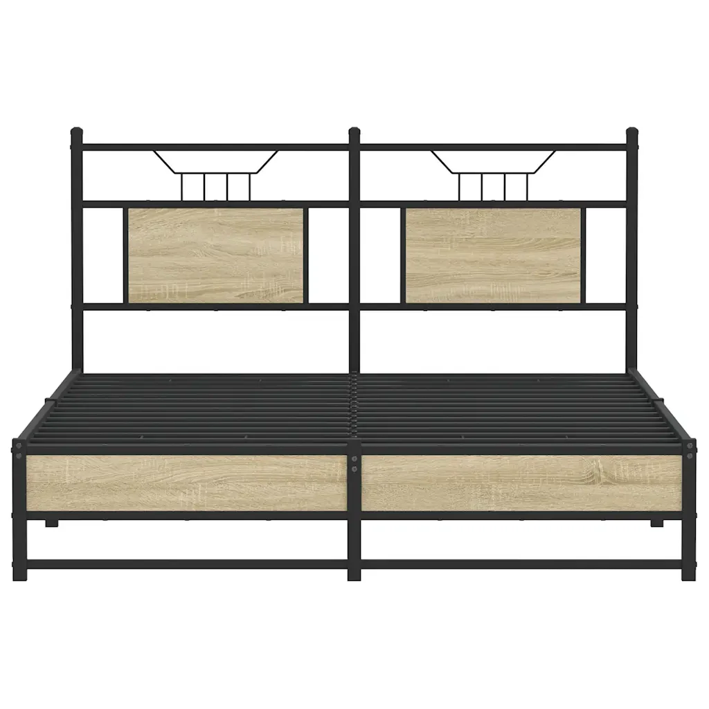 Letto matrimoniale | Letto per adulti | Giroletto senza Materasso Rovere Sonoma 150x200cm in Truciolato - Image 6