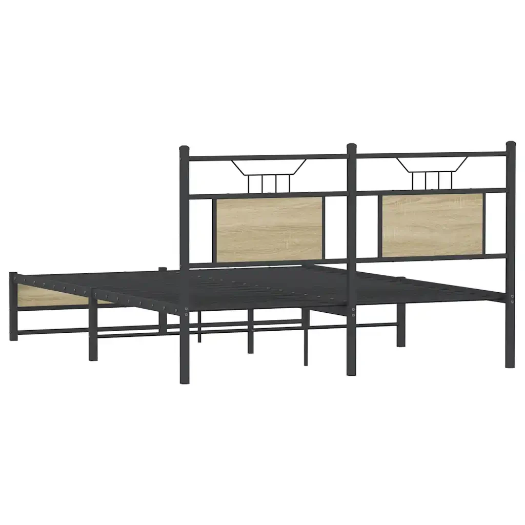 Letto matrimoniale | Letto per adulti | Giroletto senza Materasso Rovere Sonoma 150x200cm in Truciolato - Image 8