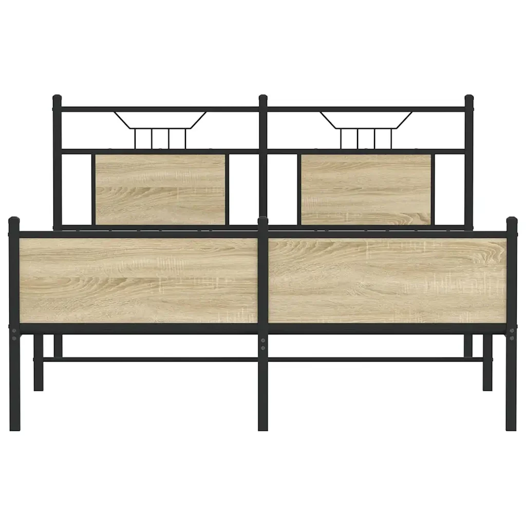 Letto matrimoniale | Letto per adulti | Giroletto senza Materasso Rovere Sonoma 150x200cm in Truciolato - Image 6