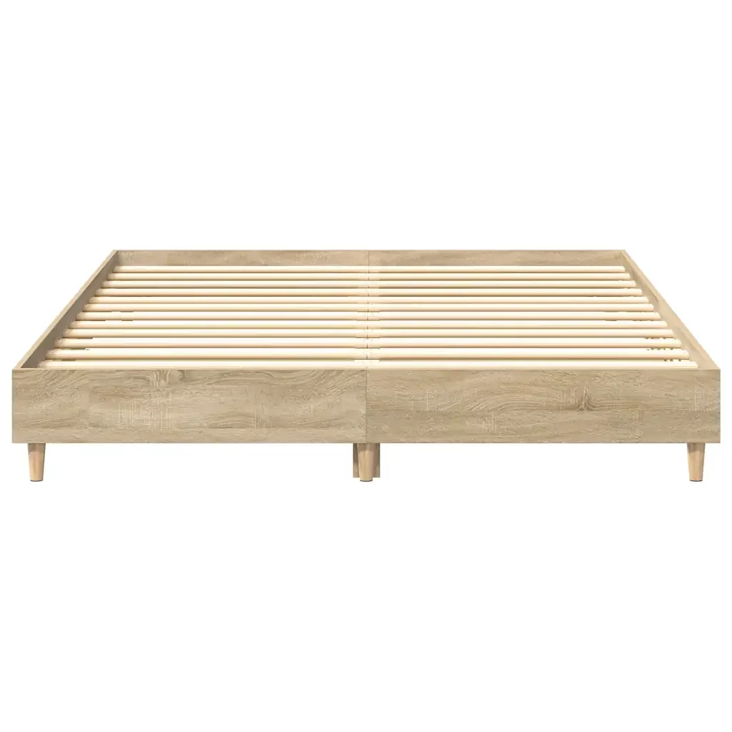 Letto matrimoniale | Letto per adulti | Giroletto senza Materasso Rovere Sonoma 150x200cm in Truciolato - Image 5