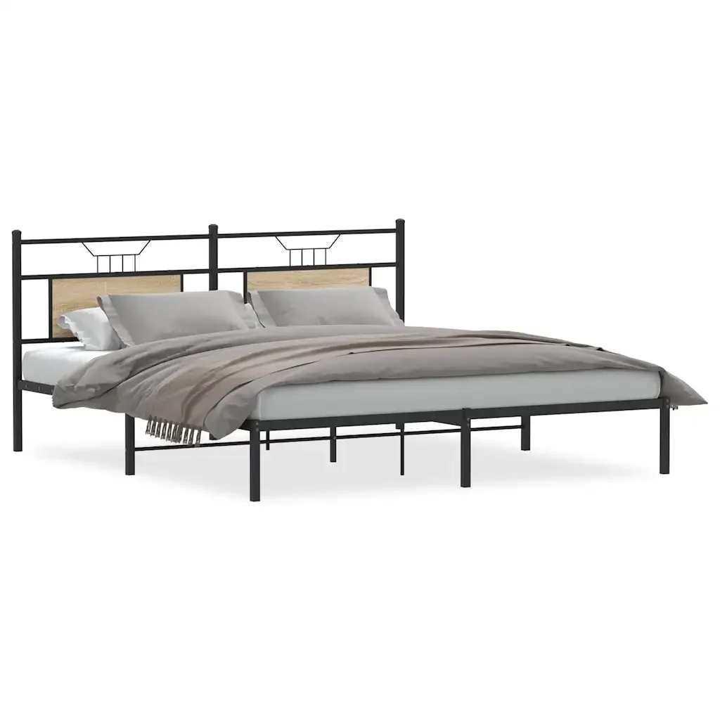Letto matrimoniale | Letto per adulti | Giroletto senza Materasso Rovere Sonoma 160x200cm in Truciolato