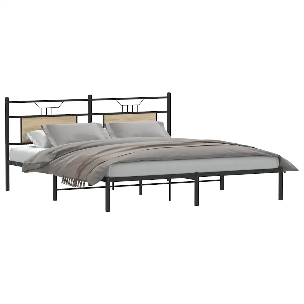 Letto matrimoniale | Letto per adulti | Giroletto senza Materasso Rovere Sonoma 160x200cm in Truciolato - Image 3