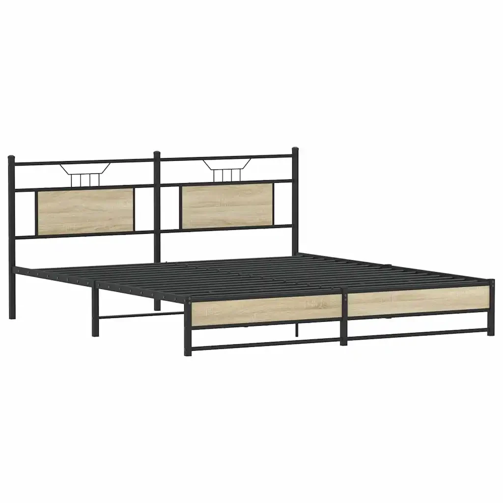 Letto matrimoniale | Letto per adulti | Giroletto senza Materasso Rovere Sonoma 160x200cm in Truciolato - Image 4