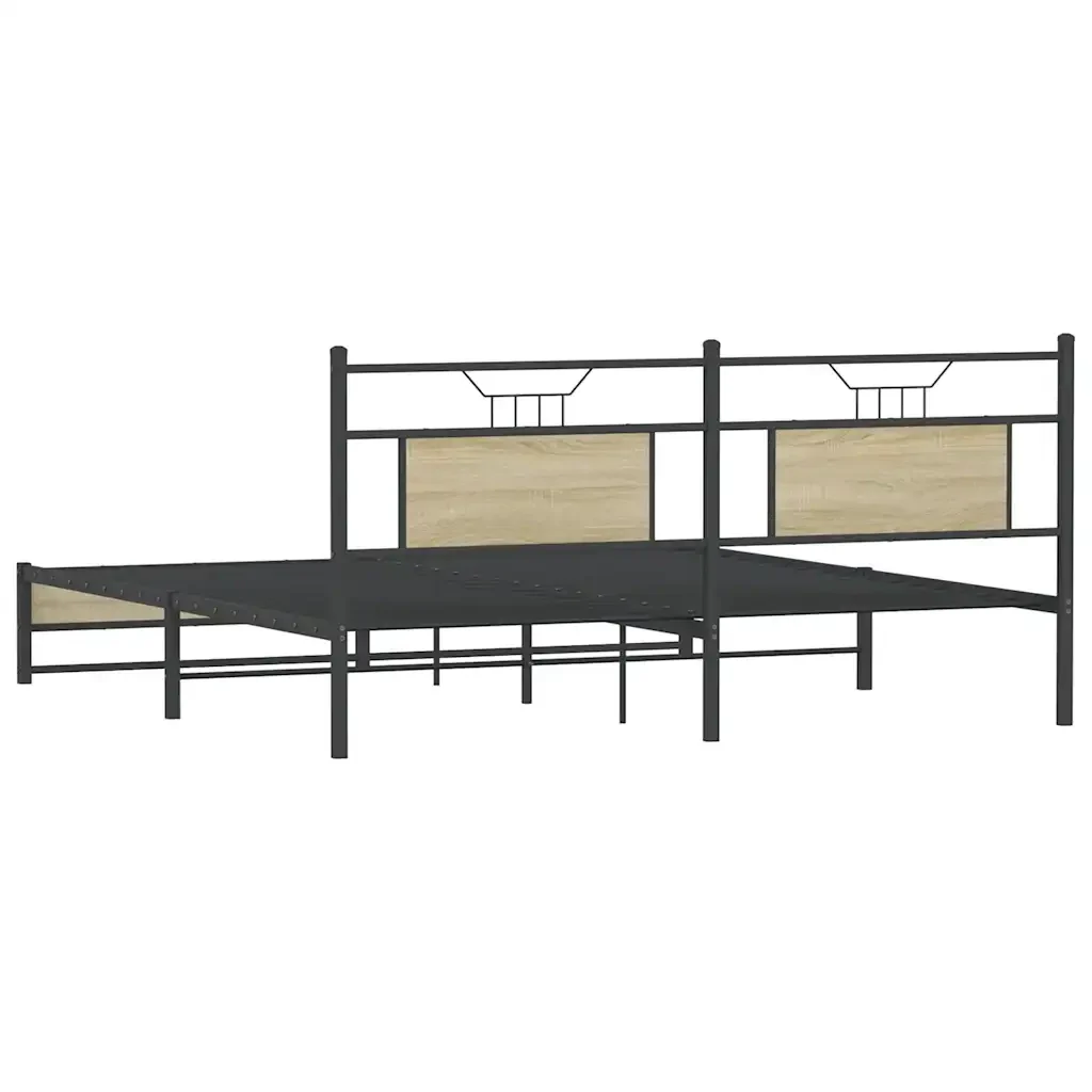 Letto matrimoniale | Letto per adulti | Giroletto senza Materasso Rovere Sonoma 160x200cm in Truciolato - Image 8