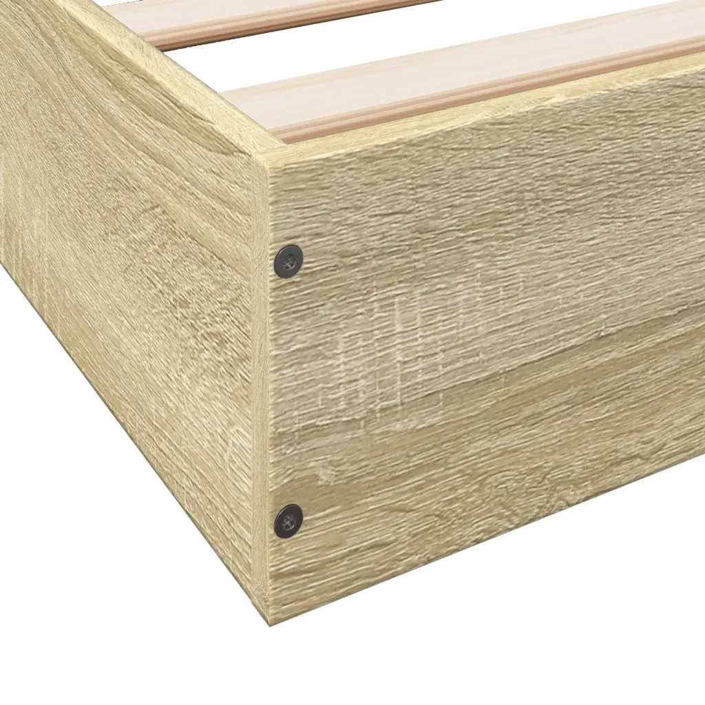 Letto matrimoniale | Letto per adulti | Giroletto senza Materasso Rovere Sonoma 160x200cm in Truciolato - Image 8