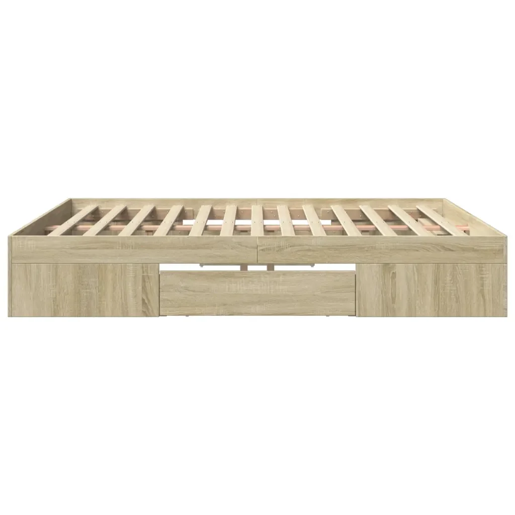 Letto matrimoniale | Letto per adulti | Giroletto senza Materasso Rovere Sonoma 180x200cm in Truciolato - Image 6