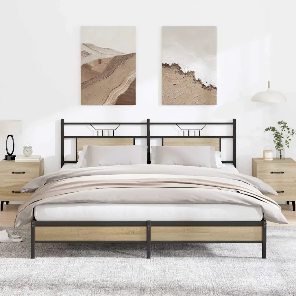 Letto matrimoniale | Letto per adulti | Giroletto senza Materasso Rovere Sonoma 183x203cm in Truciolato - Image 2