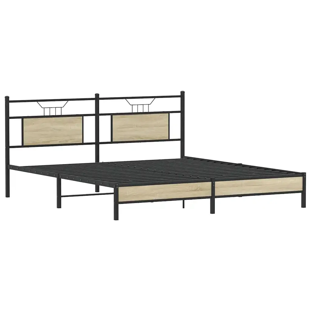 Letto matrimoniale | Letto per adulti | Giroletto senza Materasso Rovere Sonoma 183x203cm in Truciolato - Image 5