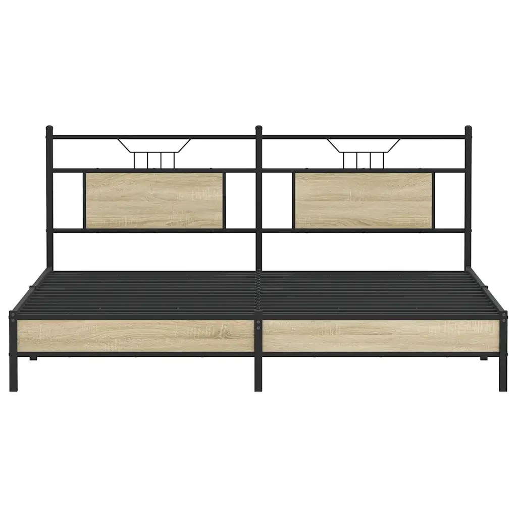 Letto matrimoniale | Letto per adulti | Giroletto senza Materasso Rovere Sonoma 183x203cm in Truciolato - Image 6