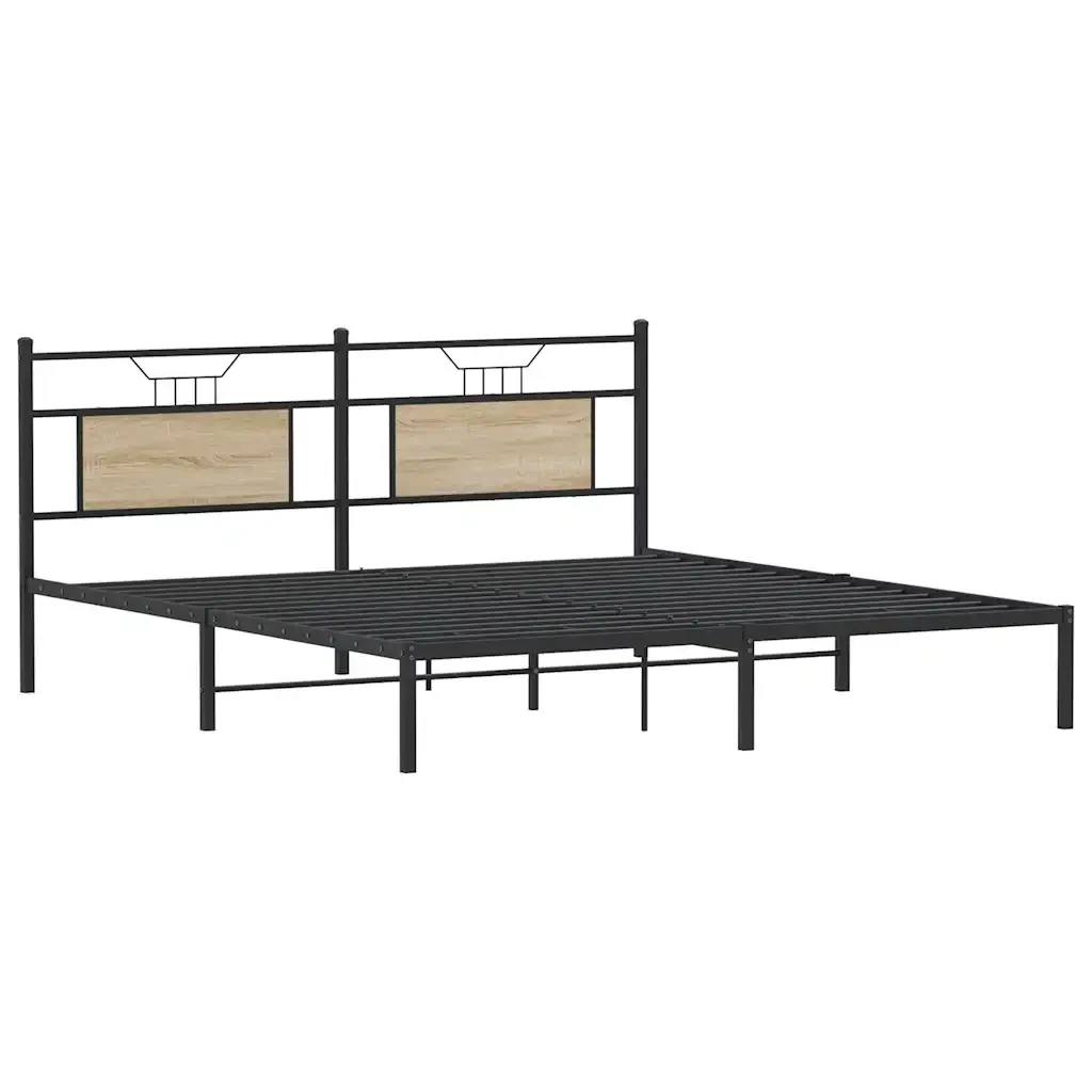 Letto matrimoniale | Letto per adulti | Giroletto senza Materasso Rovere Sonoma 183x203cm in Truciolato - Image 5