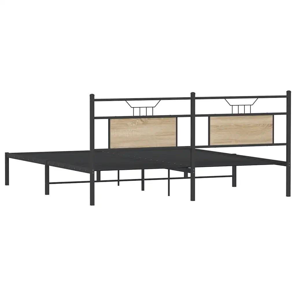 Letto matrimoniale | Letto per adulti | Giroletto senza Materasso Rovere Sonoma 183x203cm in Truciolato - Image 8
