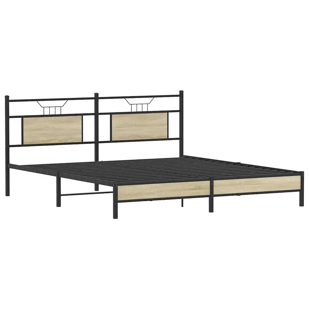 Letto matrimoniale | Letto per adulti | Giroletto senza Materasso Rovere Sonoma 183x213cm in Truciolato - Image 5