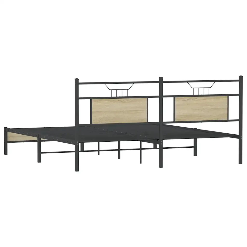 Letto matrimoniale | Letto per adulti | Giroletto senza Materasso Rovere Sonoma 183x213cm in Truciolato - Image 8