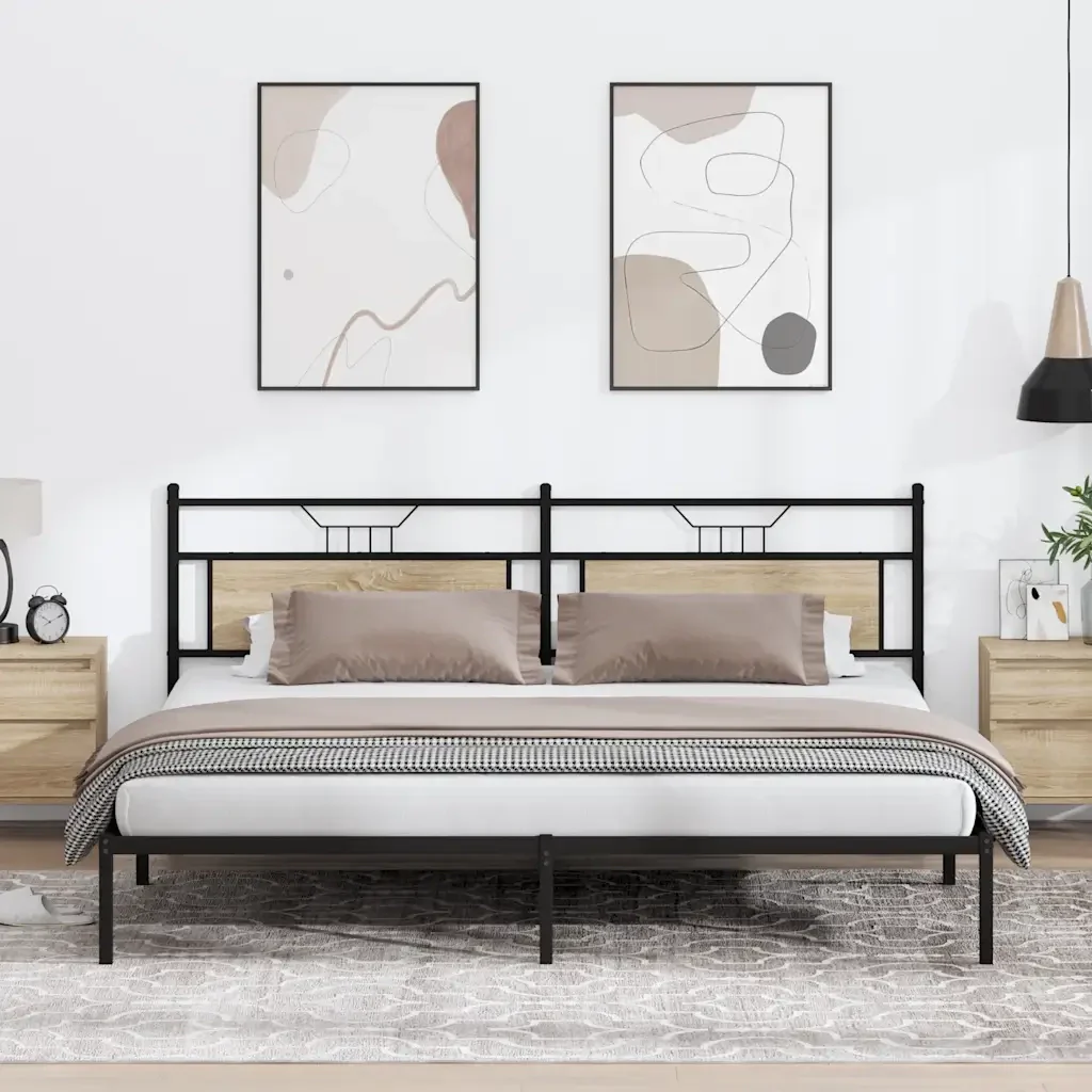 Letto matrimoniale | Letto per adulti | Giroletto senza Materasso Rovere Sonoma 193x201cm in Truciolato - Image 2