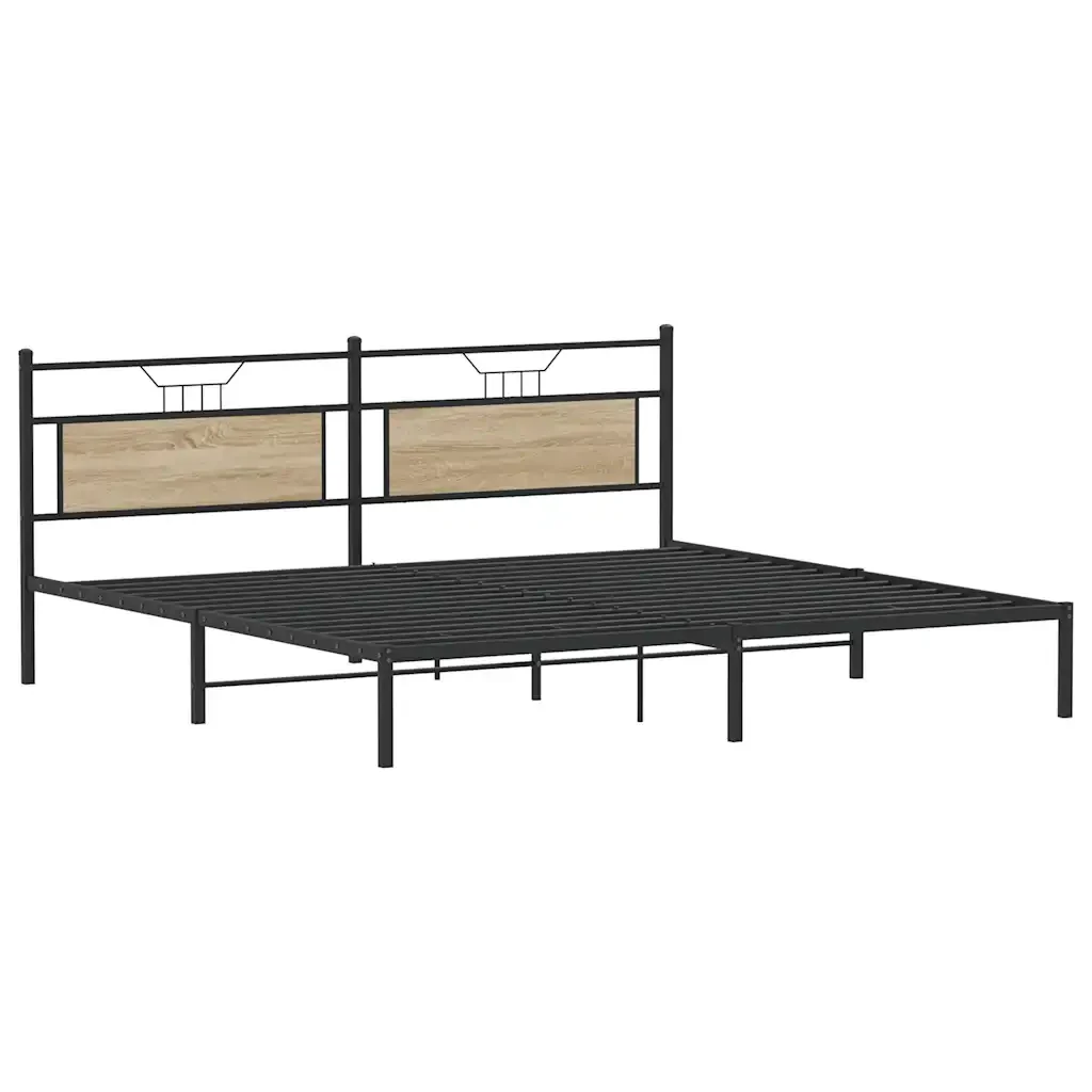 Letto matrimoniale | Letto per adulti | Giroletto senza Materasso Rovere Sonoma 193x201cm in Truciolato - Image 5