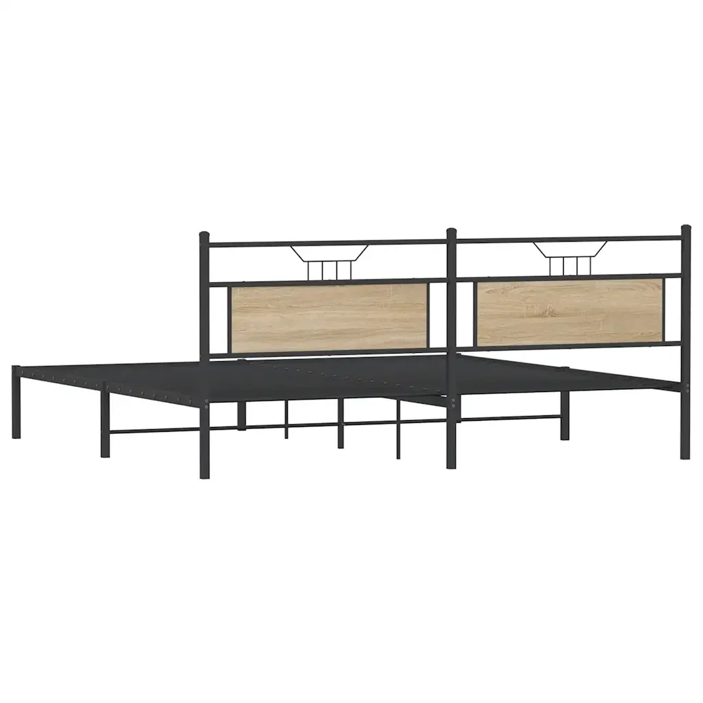 Letto matrimoniale | Letto per adulti | Giroletto senza Materasso Rovere Sonoma 193x201cm in Truciolato - Image 8
