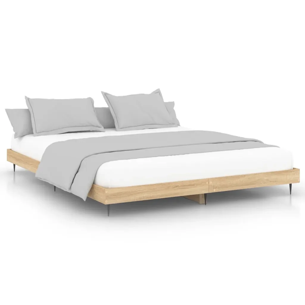 Letto matrimoniale | Letto per adulti | Giroletto senza Materasso Rovere Sonoma 200x200cm in Truciolato