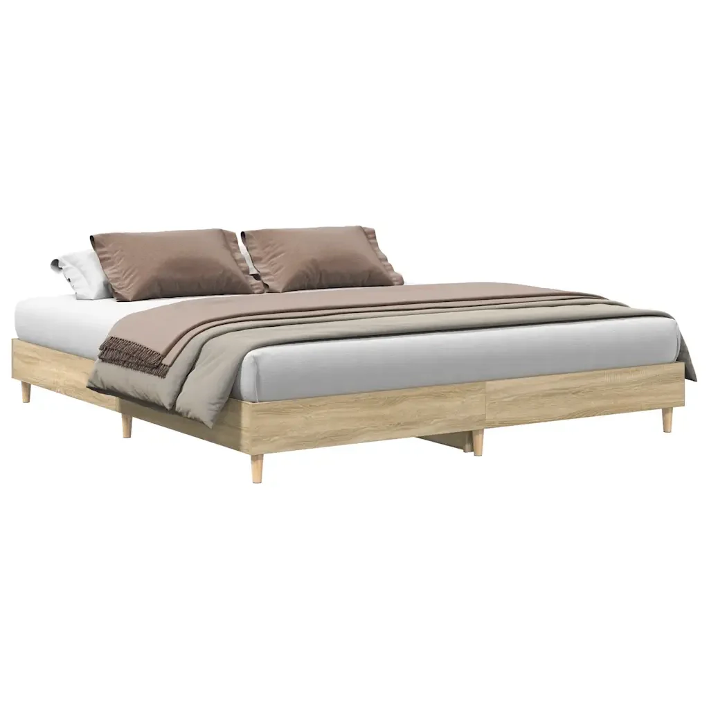 Letto matrimoniale | Letto per adulti | Giroletto senza Materasso Rovere Sonoma 200x200cm in Truciolato