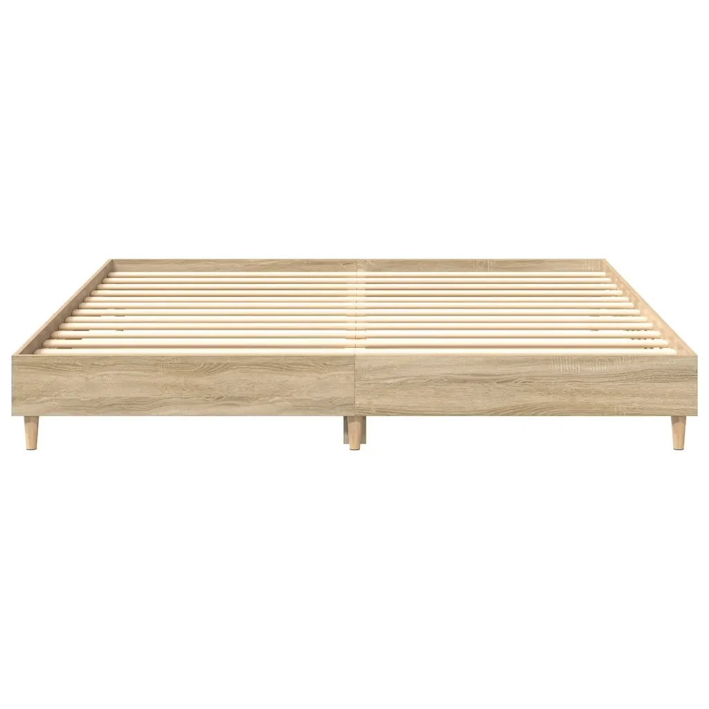 Letto matrimoniale | Letto per adulti | Giroletto senza Materasso Rovere Sonoma 200x200cm in Truciolato - Image 5