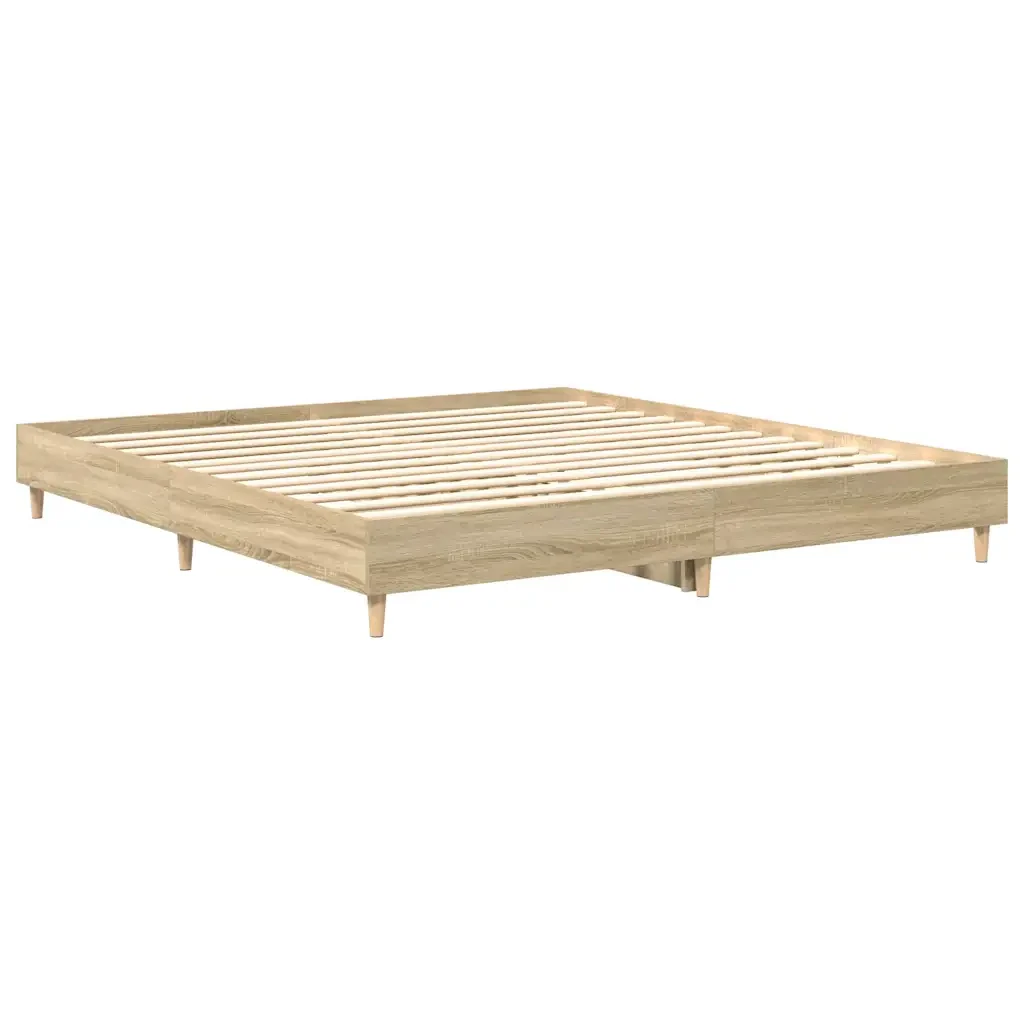 Letto matrimoniale | Letto per adulti | Giroletto senza Materasso Rovere Sonoma 200x200cm in Truciolato - Image 7