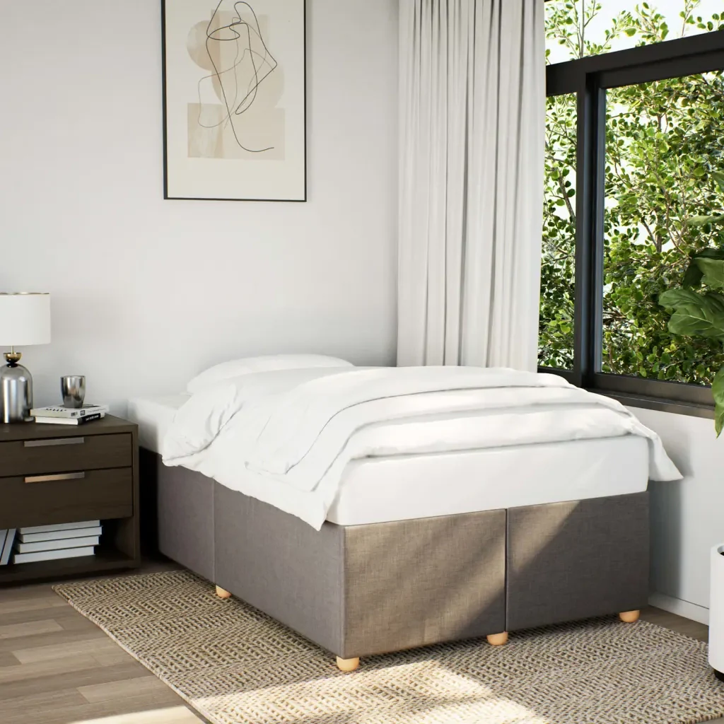 Letto matrimoniale | Letto per adulti | Giroletto senza Materasso Tortora 120x190 cm Tessuto - Image 2