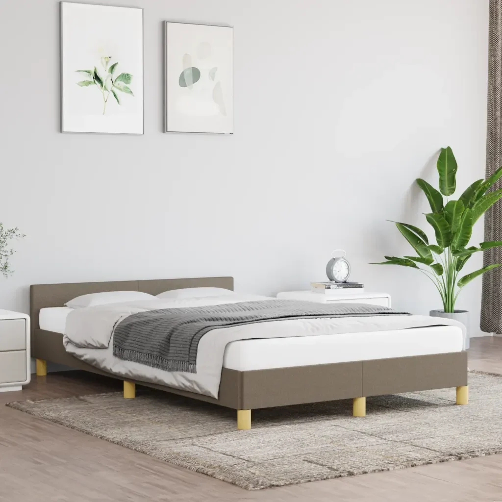 Letto matrimoniale | Letto per adulti | Giroletto senza Materasso Tortora 120x190 cm Tessuto - Image 2