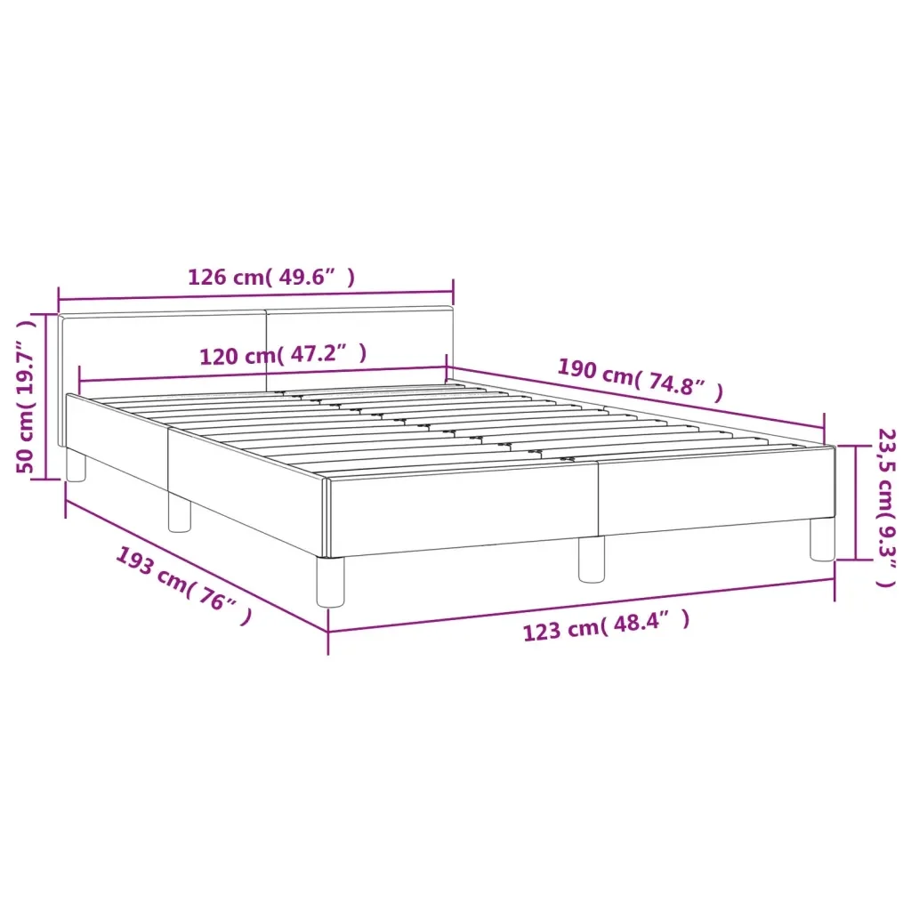 Letto matrimoniale | Letto per adulti | Giroletto senza Materasso Tortora 120x190 cm Tessuto - Image 9