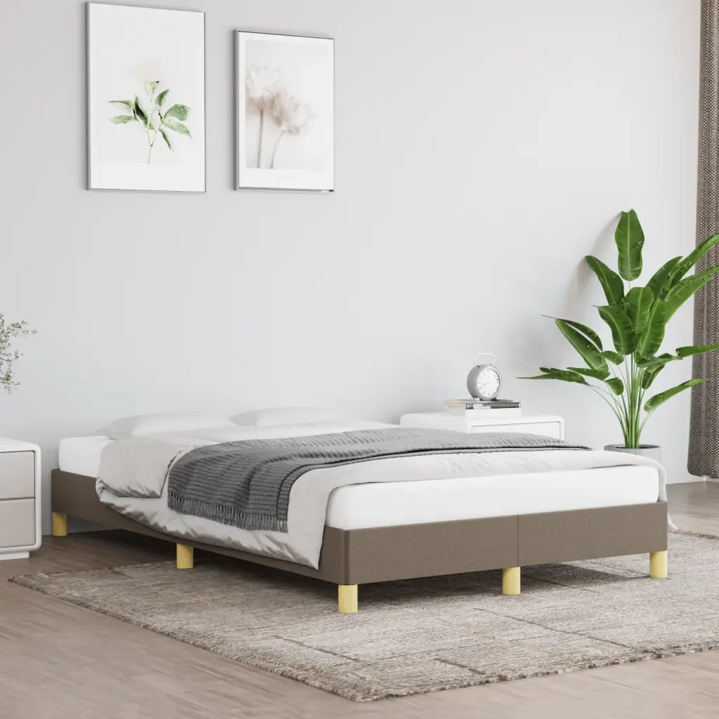 Letto matrimoniale | Letto per adulti | Giroletto senza Materasso Tortora 120x190 cm Tessuto - Image 2