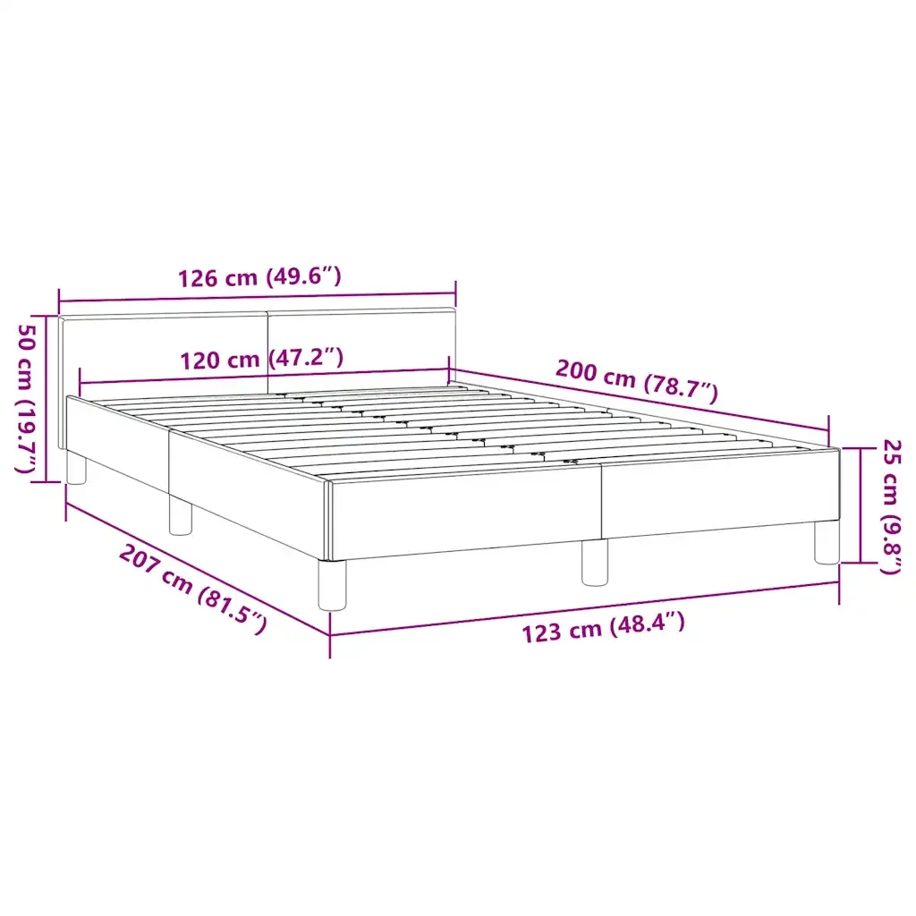 Letto matrimoniale | Letto per adulti | Giroletto senza Materasso Tortora 120x200 cm Tessuto - Image 9