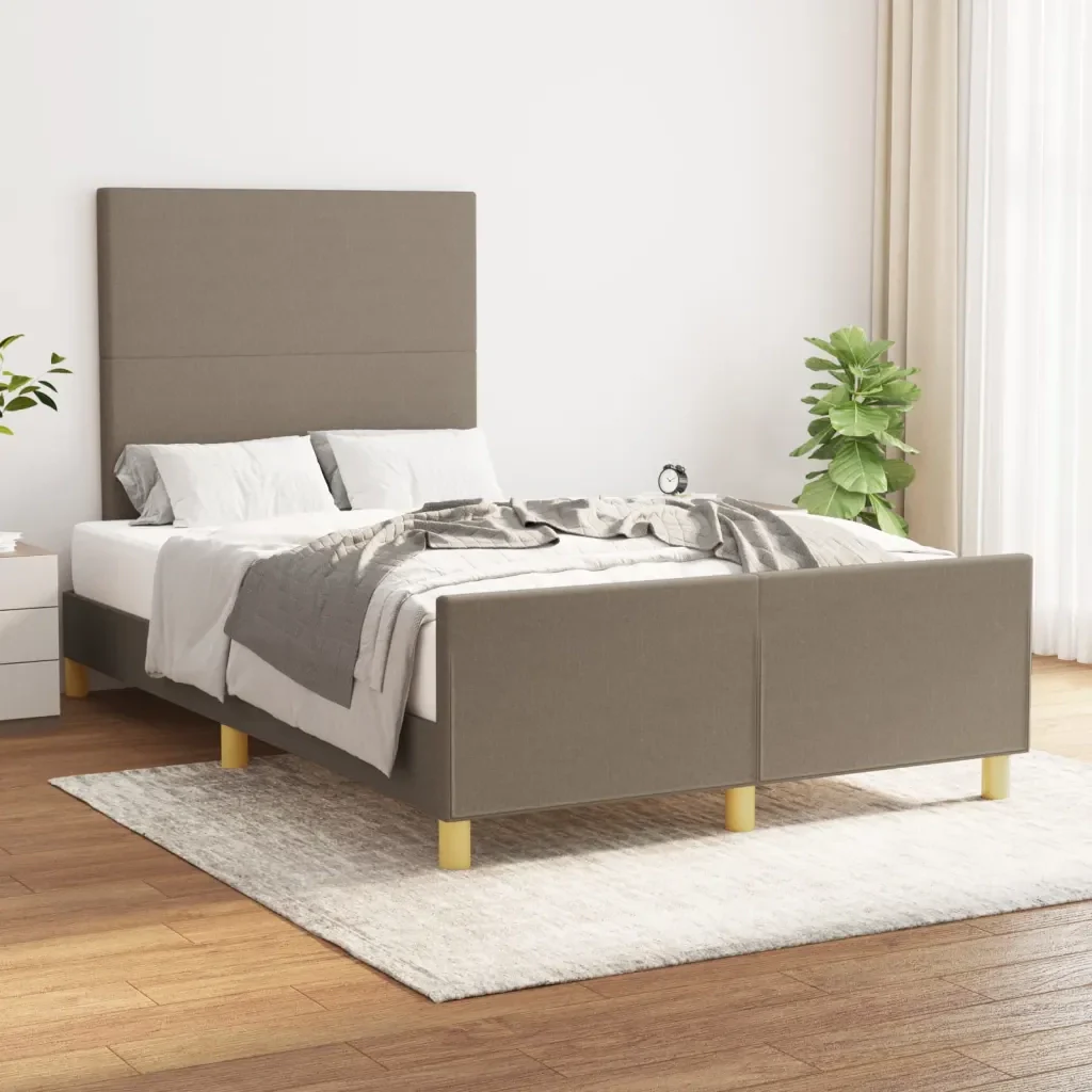 Letto matrimoniale | Letto per adulti | Giroletto senza Materasso Tortora 120x200 cm Tessuto - Image 2