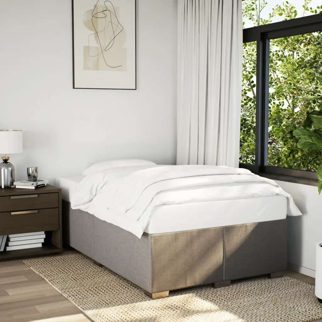 Letto matrimoniale | Letto per adulti | Giroletto senza Materasso Tortora 120x200 cm Tessuto - Image 2