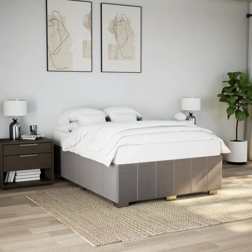 Letto matrimoniale | Letto per adulti | Giroletto senza Materasso Tortora 140x190 cm in Tessuto - Image 2