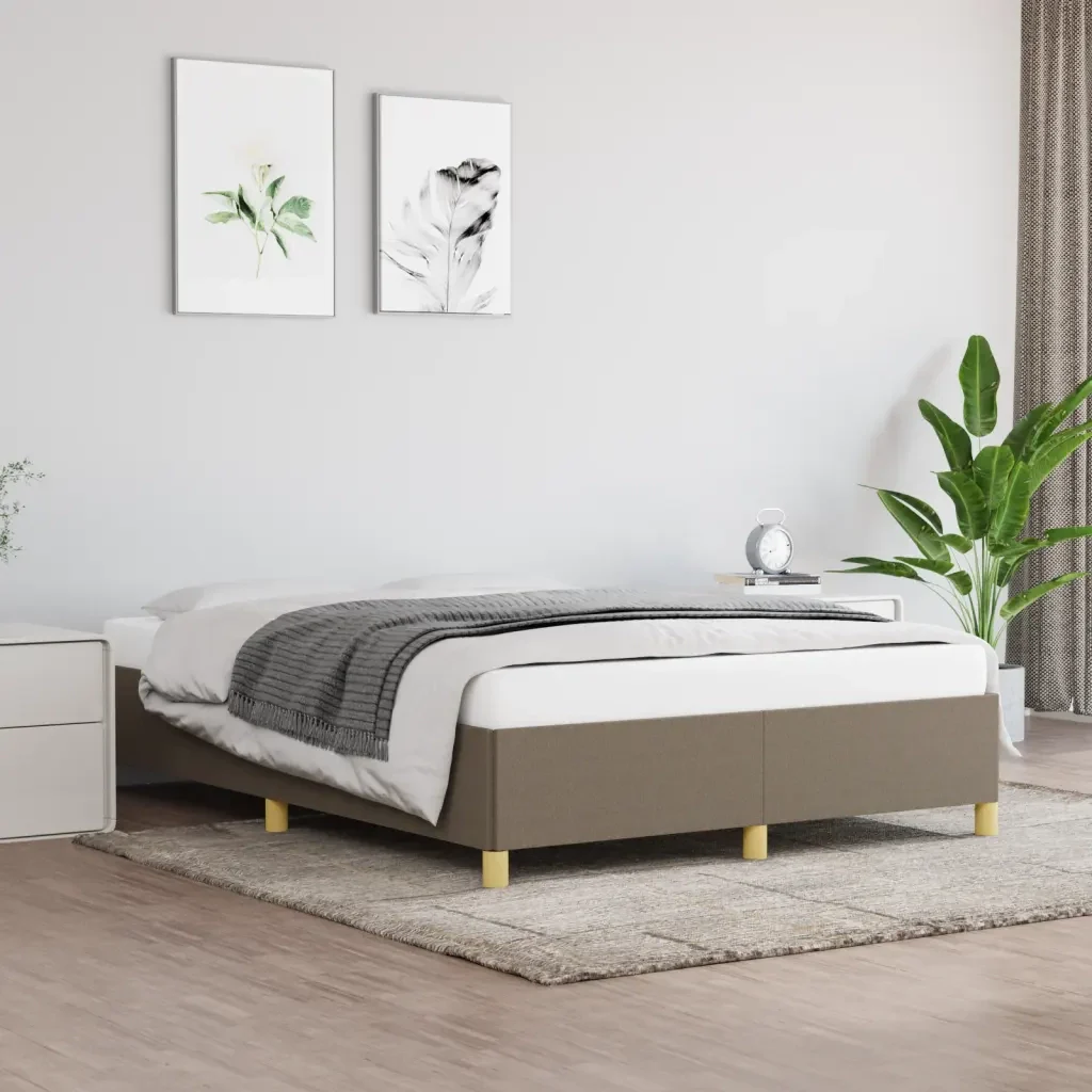 Letto matrimoniale | Letto per adulti | Giroletto senza Materasso Tortora 140x190 cm in Tessuto - Image 2