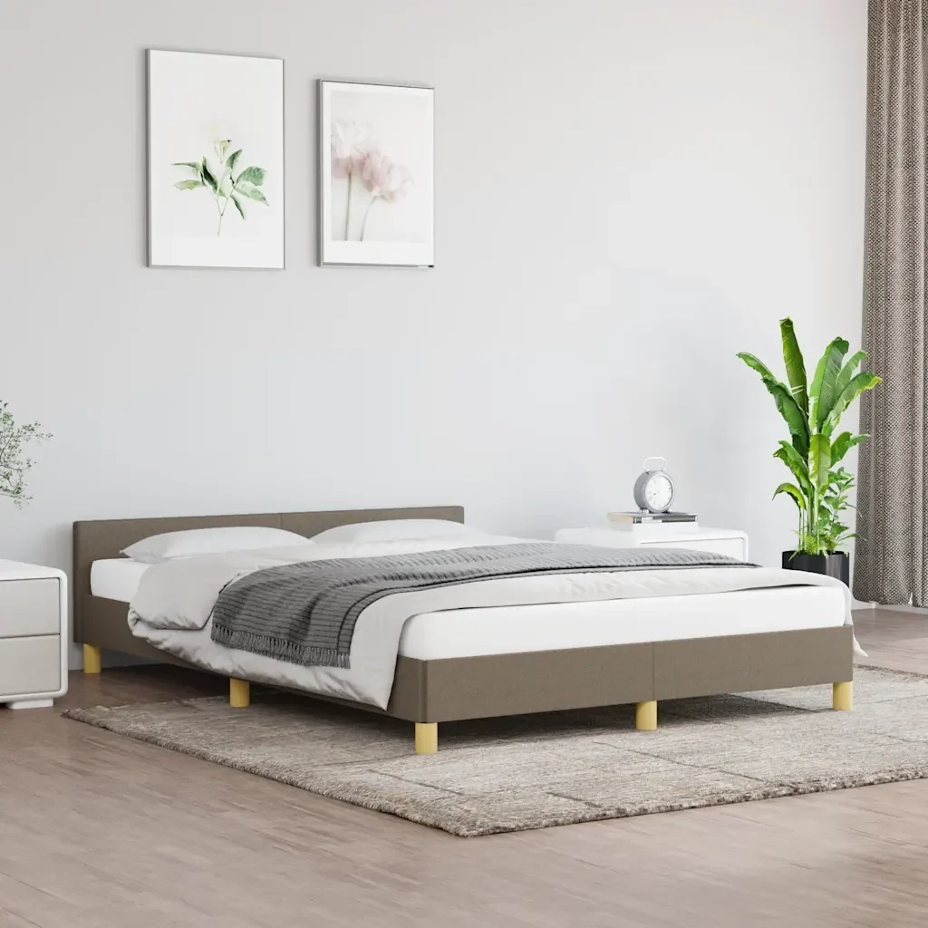 Letto matrimoniale | Letto per adulti | Giroletto senza Materasso Tortora 140x190 cm in Tessuto - Image 2