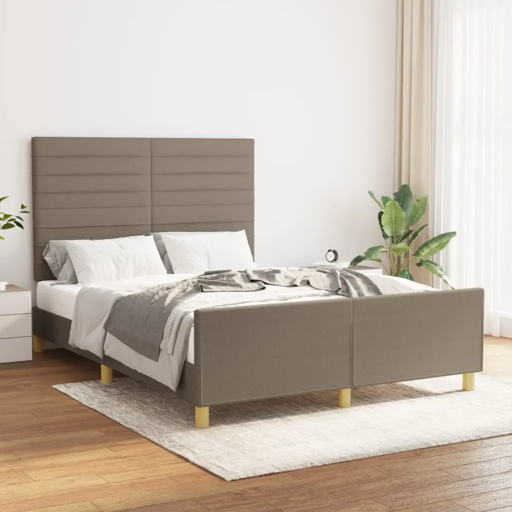 Letto matrimoniale | Letto per adulti | Giroletto senza Materasso Tortora 140x200 cm in Tessuto - Image 2