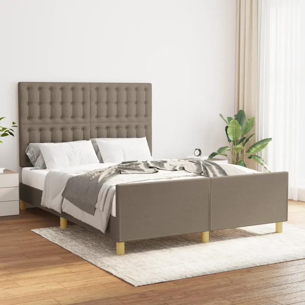 Letto matrimoniale | Letto per adulti | Giroletto senza Materasso Tortora 140x200 cm in Tessuto - Image 2