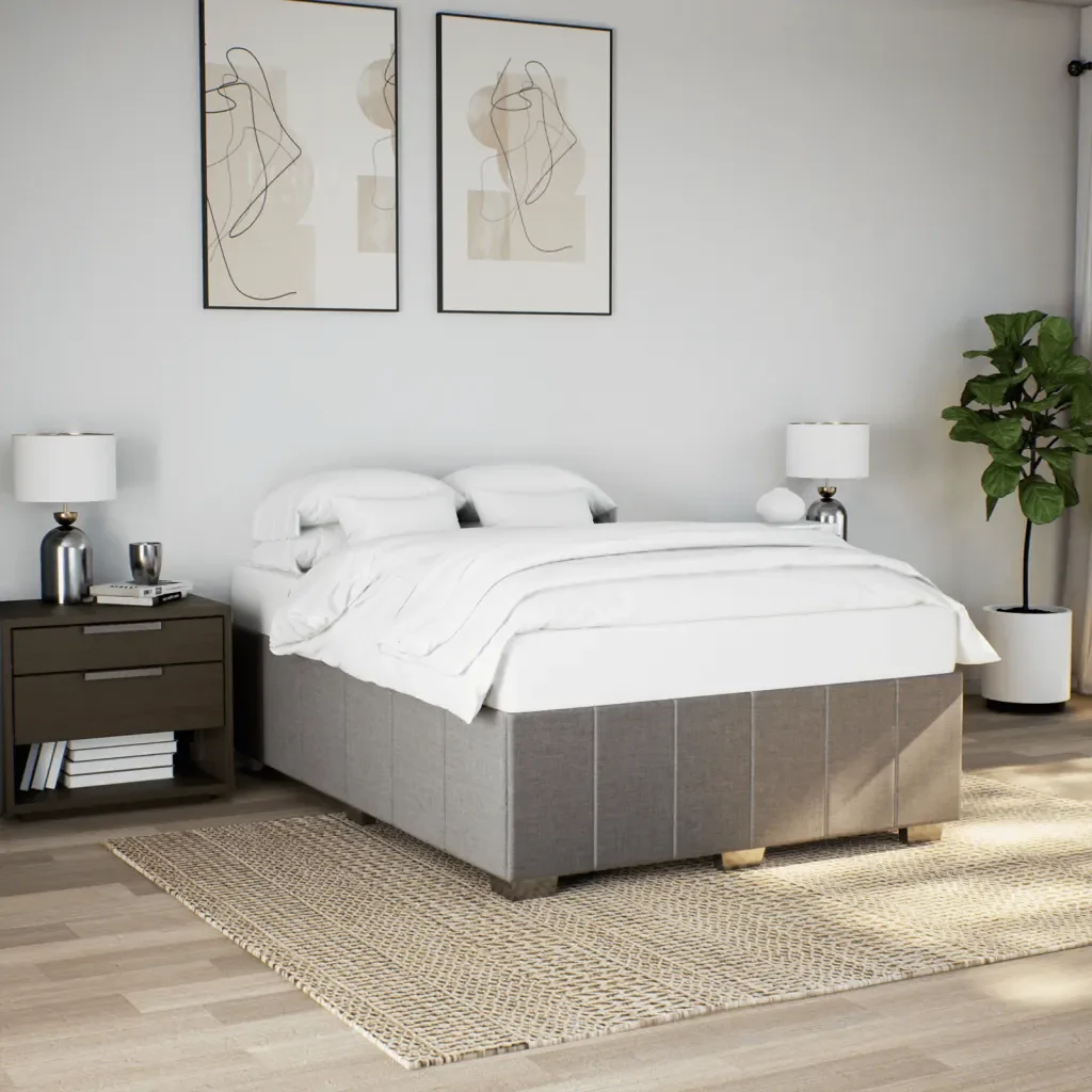 Letto matrimoniale | Letto per adulti | Giroletto senza Materasso Tortora 140x200 cm in Tessuto - Image 2