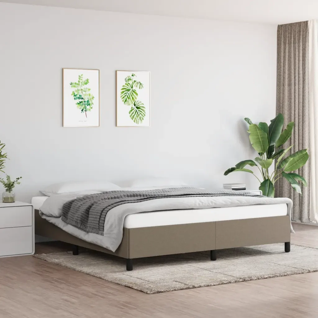Letto matrimoniale | Letto per adulti | Giroletto senza Materasso Tortora 160x200 cm in Tessuto - Image 2