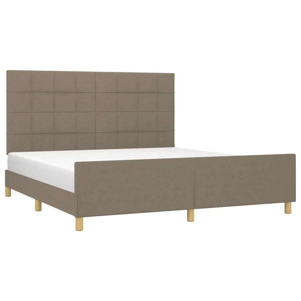 Letto matrimoniale | Letto per adulti | Giroletto senza Materasso Tortora 160x200 cm in Tessuto - Image 4