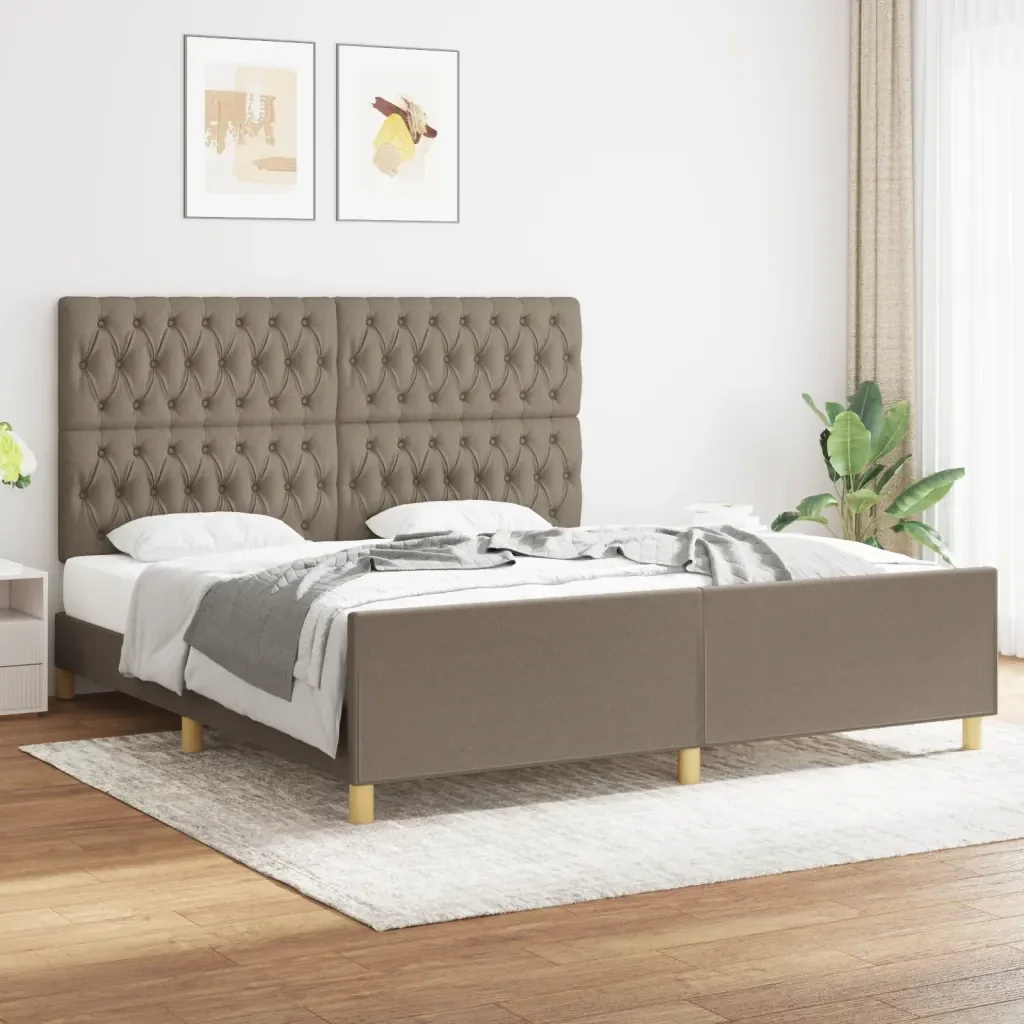 Letto matrimoniale | Letto per adulti | Giroletto senza Materasso Tortora 180x200 cm in Tessuto - Image 2