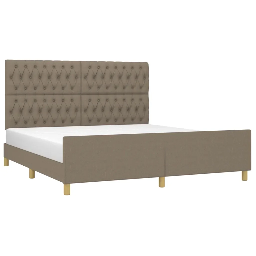 Letto matrimoniale | Letto per adulti | Giroletto senza Materasso Tortora 180x200 cm in Tessuto - Image 3