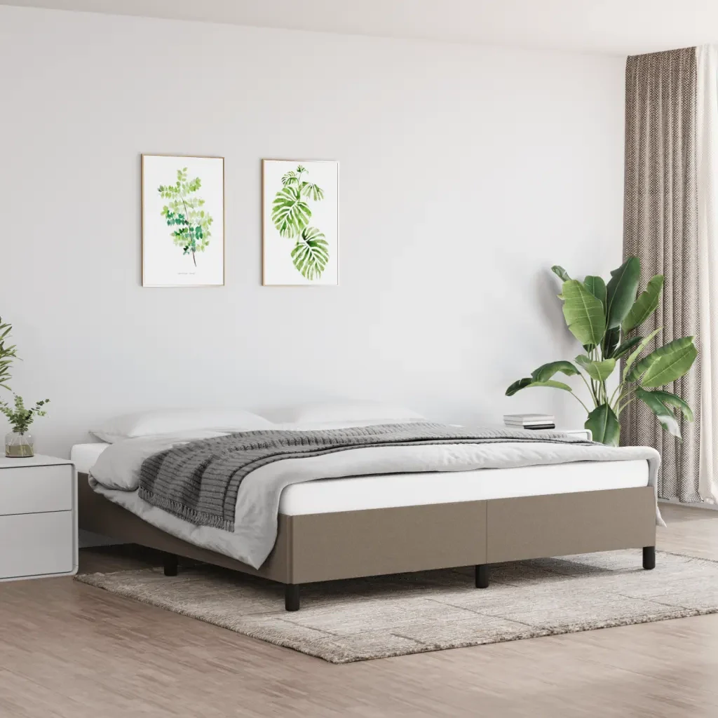 Letto matrimoniale | Letto per adulti | Giroletto senza Materasso Tortora 180x200 cm in Tessuto - Image 2